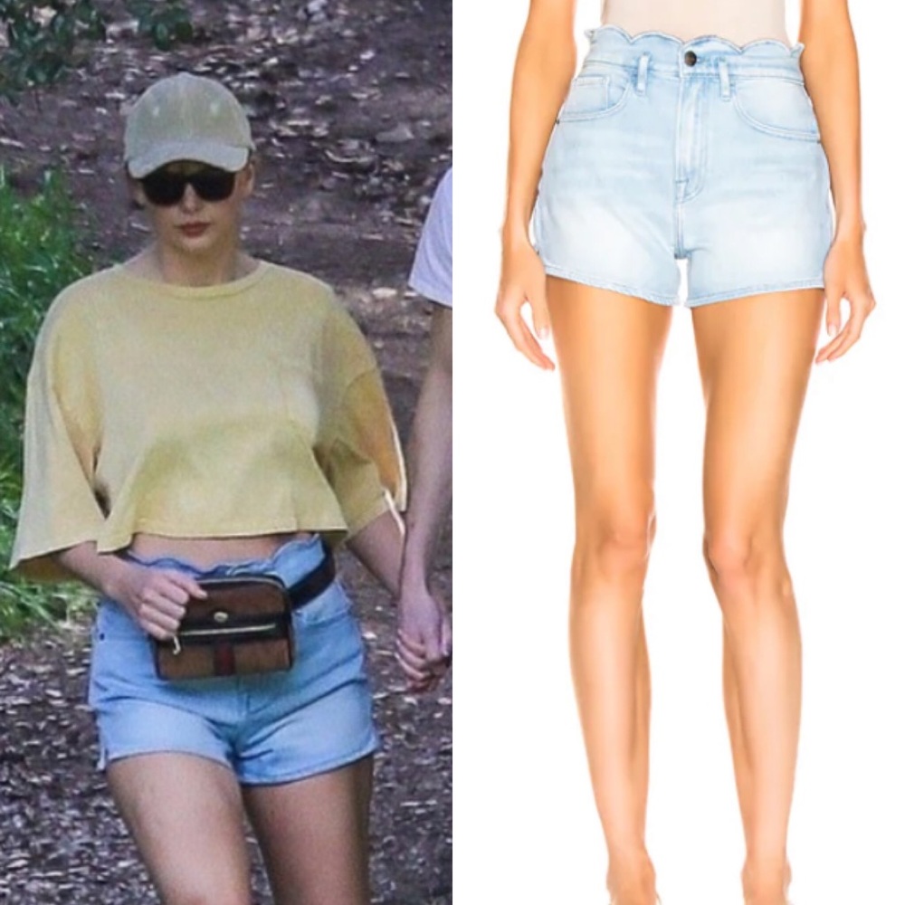 Frame Denim shorts scalloped edge high rise wright light wash casual summer